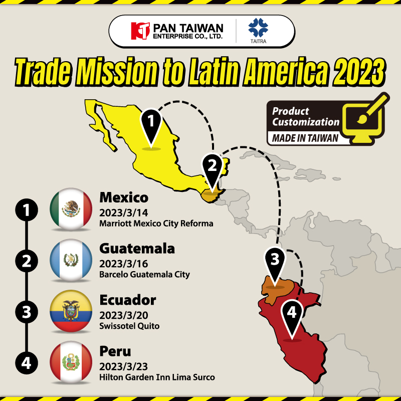 Missione commerciale di Taiwan in America Latina 2023, 14-23 marzo