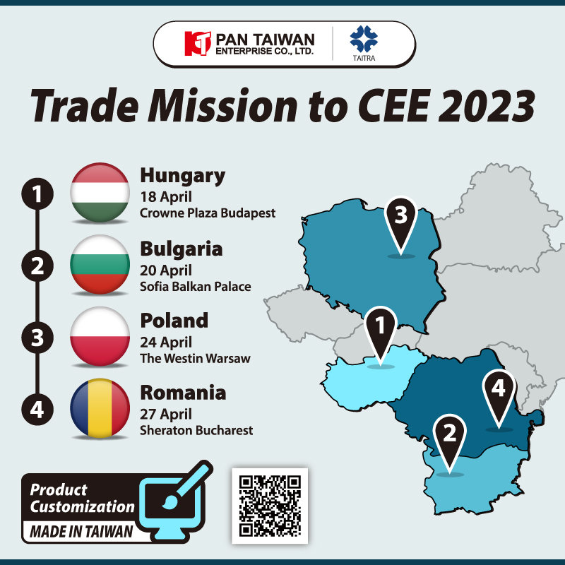 Mission commerciale de Taïwan en CEE 2023, 15 avril - 30 avril